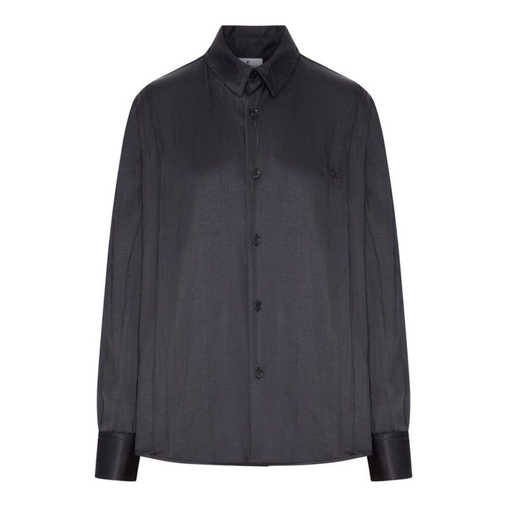 Courreges Women Oversized Shirt In Crinkled Satin